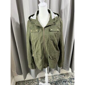 Gap Jacket Women Large Army Green Casual Outdoors Safari Military Retro Hooded